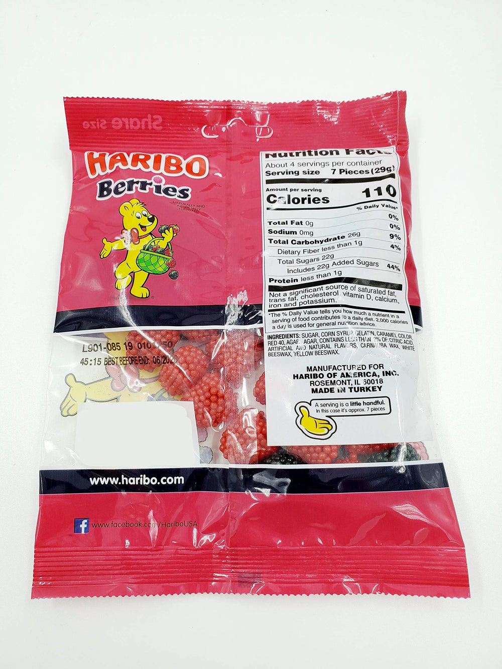 Close-up of Haribo Berries gummies highlighting colorful texture for sharing.