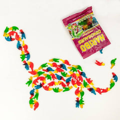 HARIBO Dinosaurs candy bag back, easy grab-and-go snack.