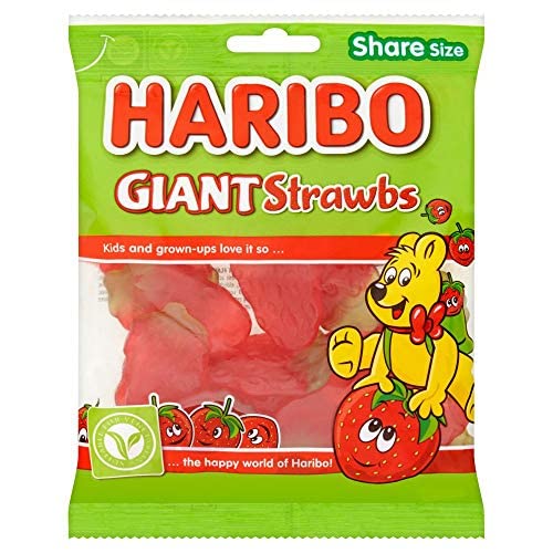 Haribo Giant Strawbs 160g party table display evokes festive sharing moments.
