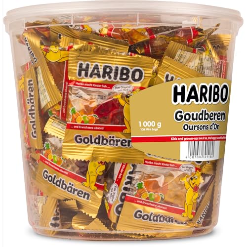Haribo Gold Bears 100 mini bags, convenient party snacks.
