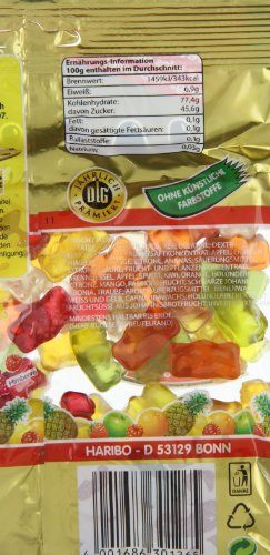 Haribo Goldbaren pineapple flavor gummies, tropical sweetness.
