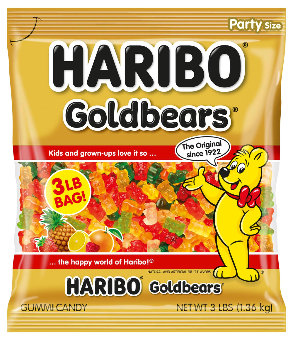 Haribo Goldbears Pineapple flavor clear bears, fruity party snack.