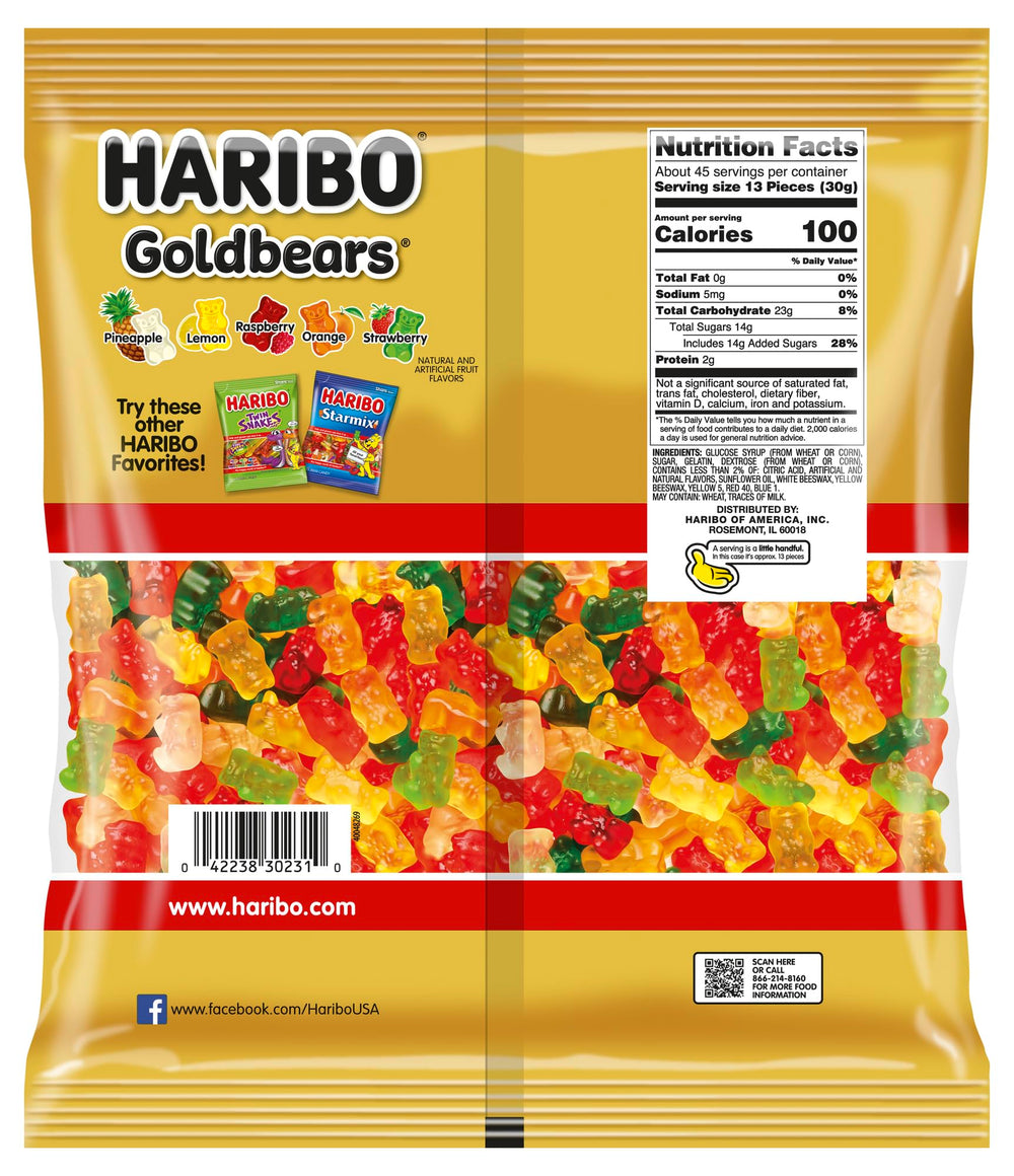 Haribo Goldbears Strawberry flavor green bears, family-friendly snack.