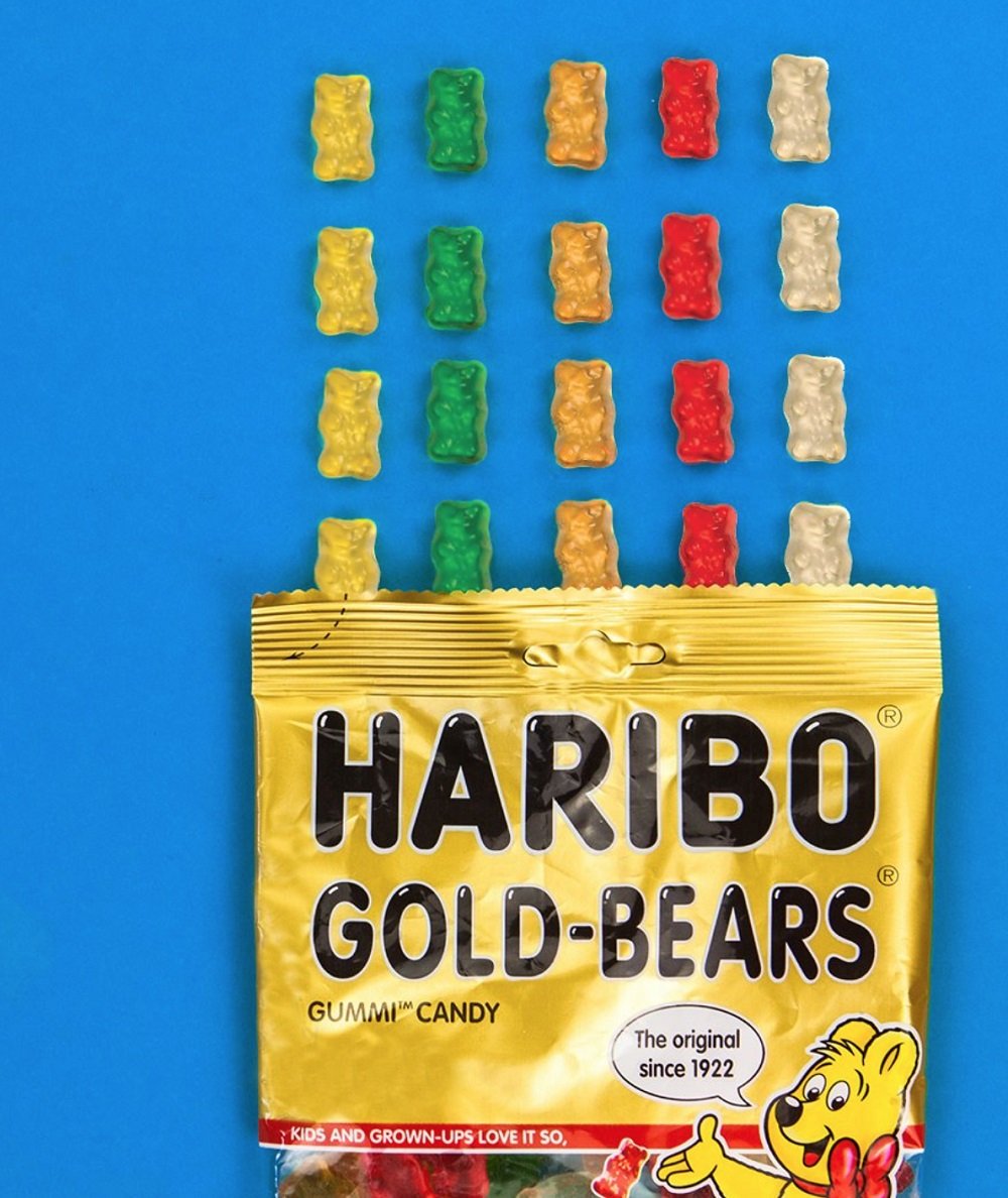 Haribo Goldbears raspberry flavor for vibrant berry brightness.