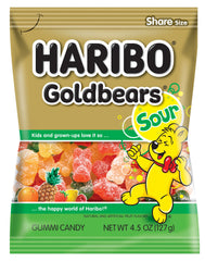 HARIBO Goldbears sour lemon bears, bright and tangy, ideal for a party snack.