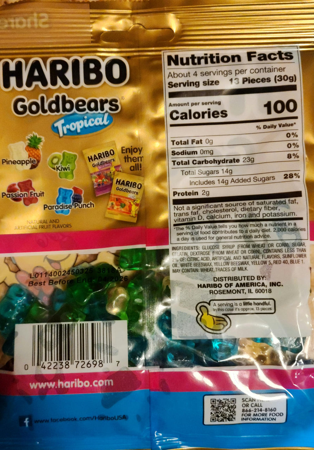 Haribo Goldbears Tropical Kiwi gummies ideal for lunchbox treats