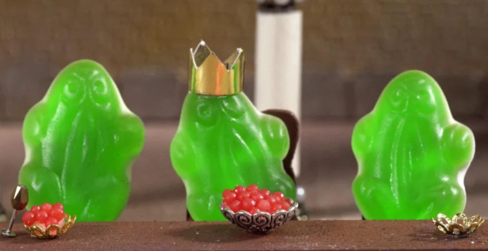 Haribo Gummi Frogs share-size bags displayed for party snacking.