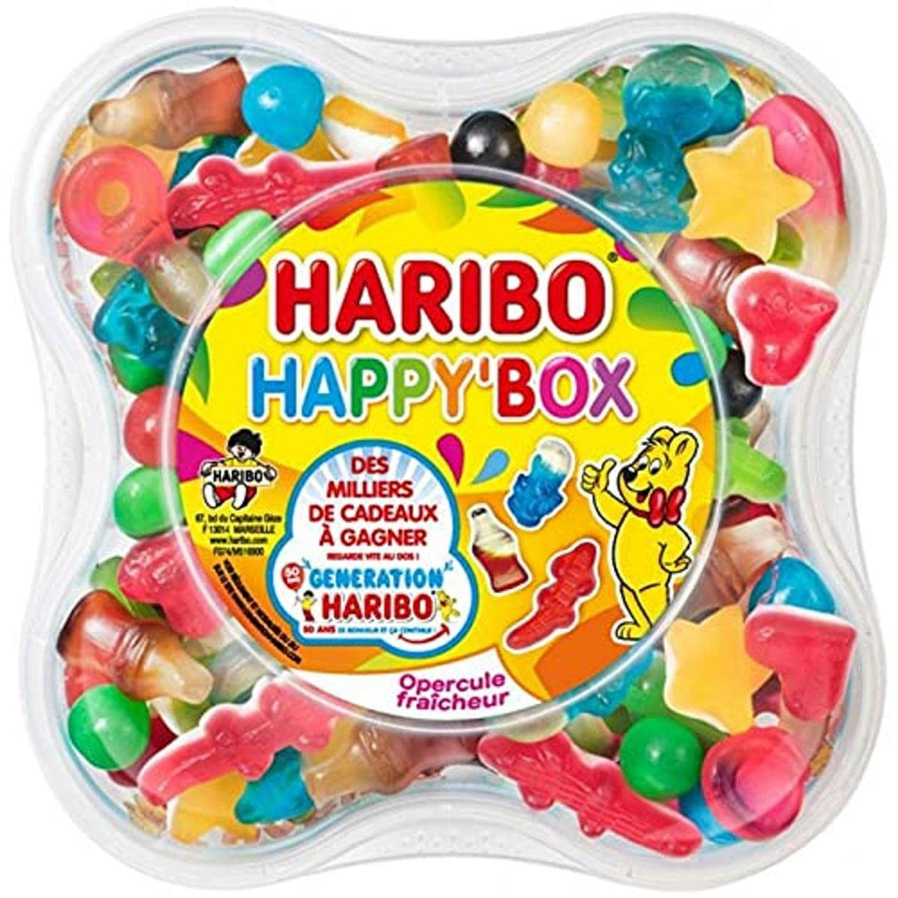 Haribo Happy Box candy tub from France, 600 g, ideal for sharing