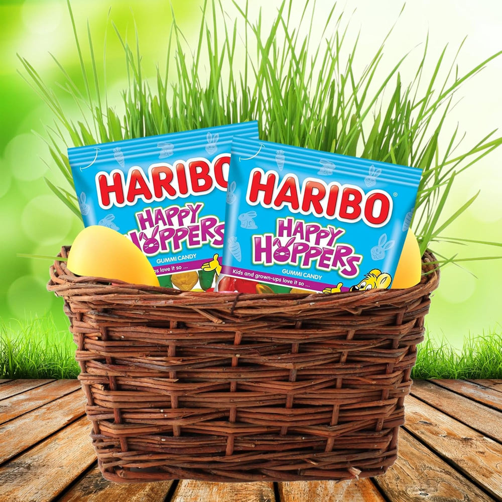 Haribo Happy Hoppers two-pack display highlighting value and convenience.
