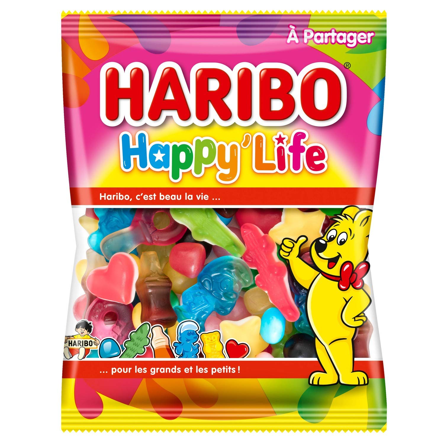 Haribo Happy Life candies from France, a colorful fruity assortment for sharing