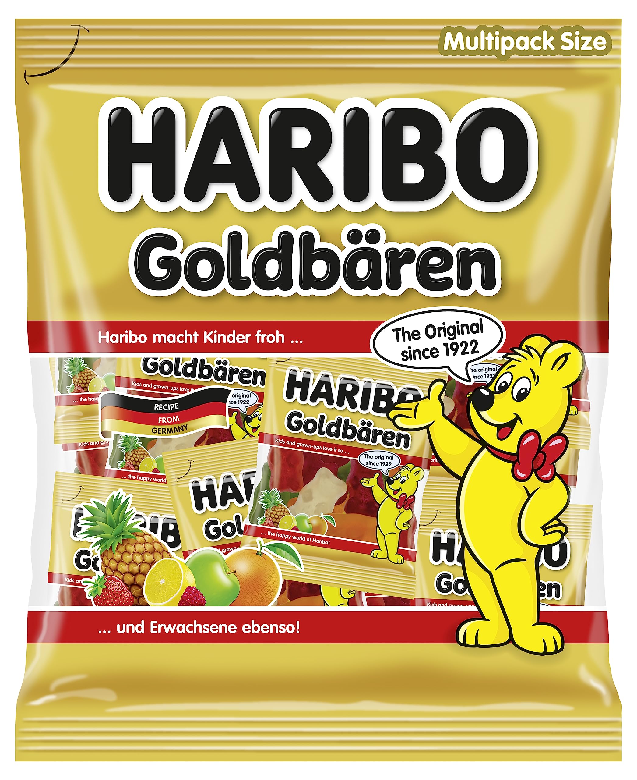 Haribo Mini Gold Bears 250g, bite-sized gummies ideal for sharing.