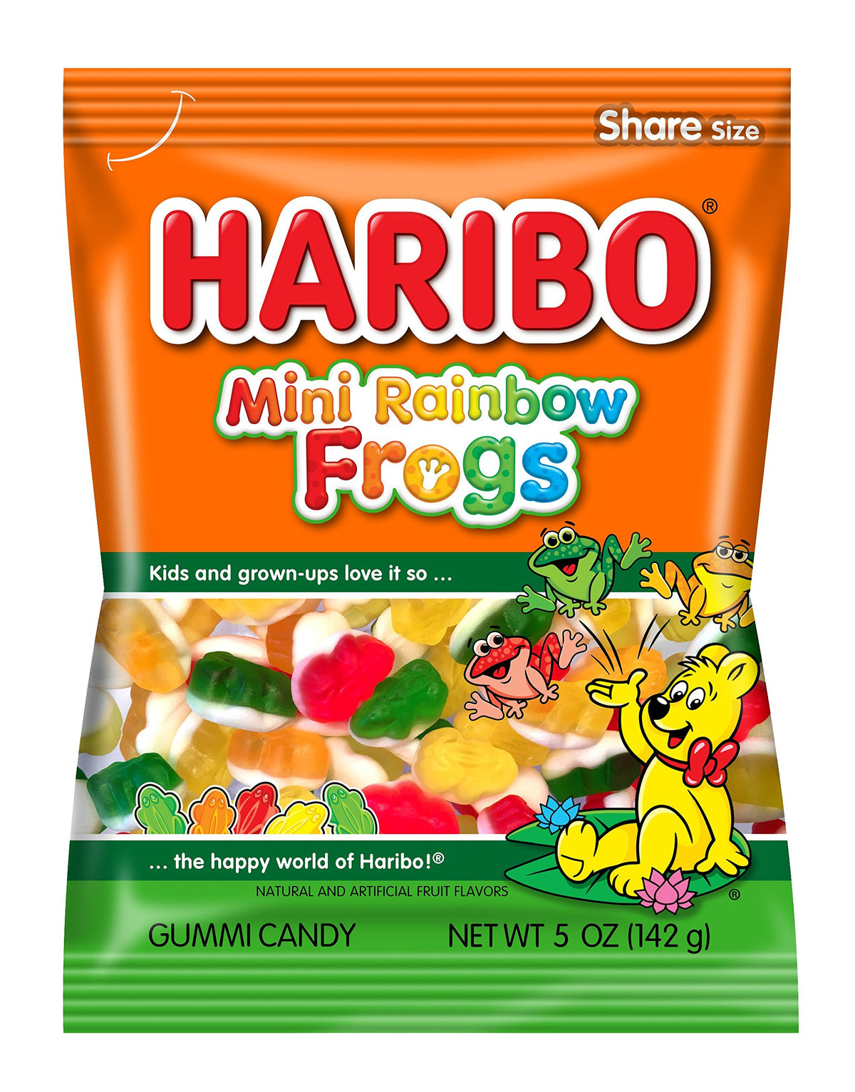 HARIBO Mini Rainbow Frogs in a 5 oz bag, colorful snack option.