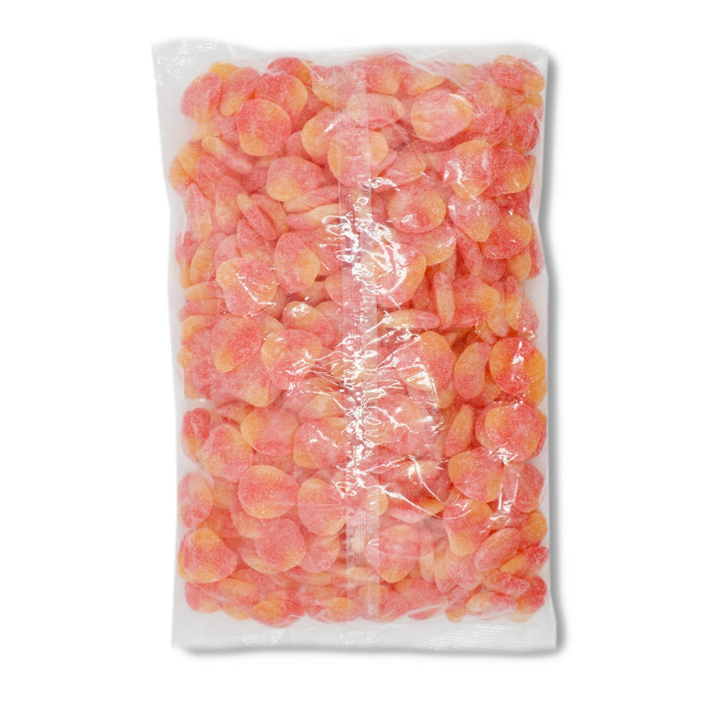 Sugar-dusted coating on Haribo Peaches gummies adds sparkle and flavor