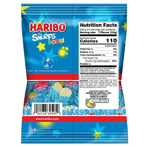 Haribo Sour Smurfs closeup candies highlight tangy flavors and chewy textures.