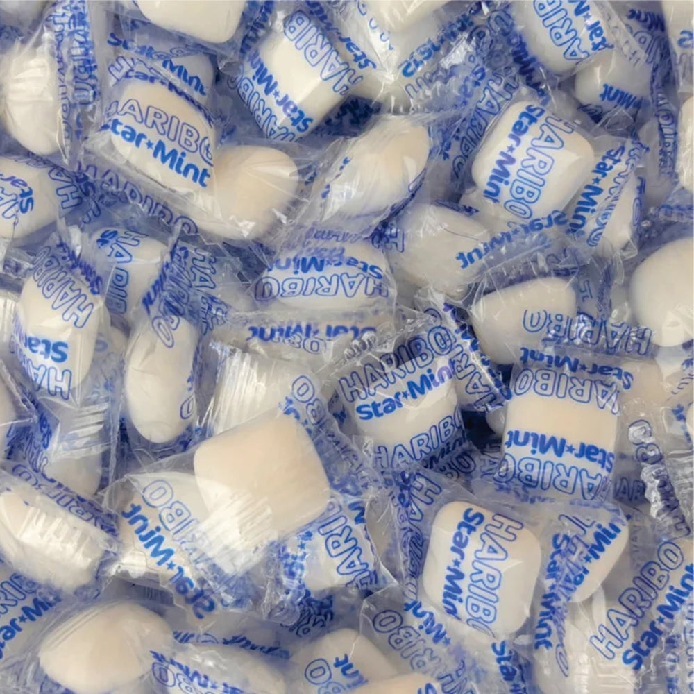 Haribo Starmint pack angled shot suggests shareable mint moments.