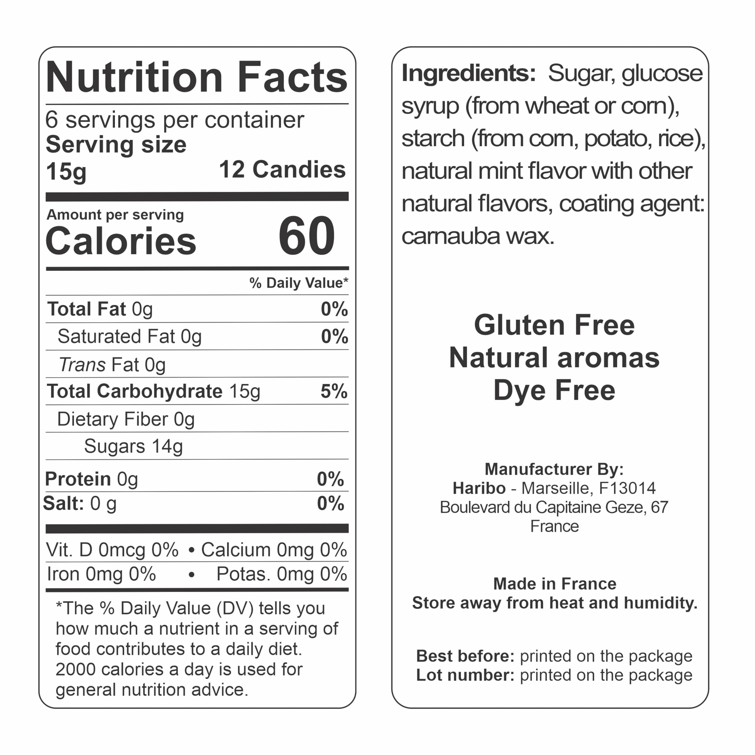 Haribo Starmint mints with sugar glaze offer a smooth bite.