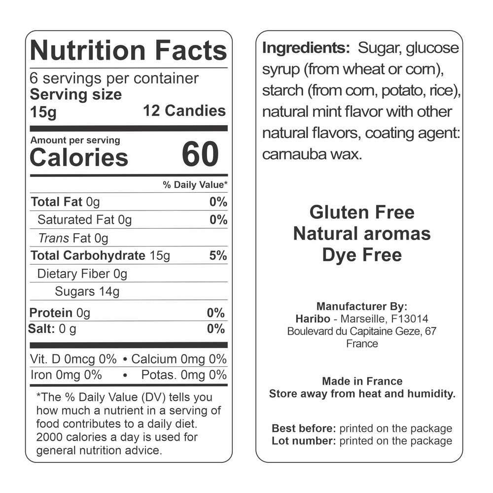 Haribo Starmint mints with sugar glaze offer a smooth bite.