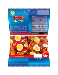 Haribo Starmix variety gummies including rings, eggs, bears, and cola bottles