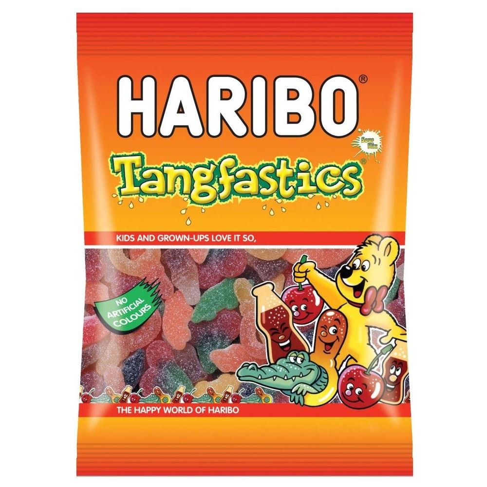 Haribo Tangfastics fizzy cola bottles, a tangy-sweet treat ideal for sharing.