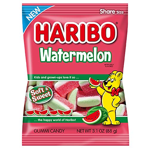 Haribo Watermelon 3.1 oz bag, chewy gummies ready to share