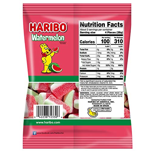 Haribo Watermelon gummies close-up, vibrant texture for movie nights