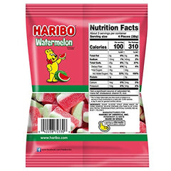 Haribo Watermelon gummies close-up, vibrant texture for movie nights