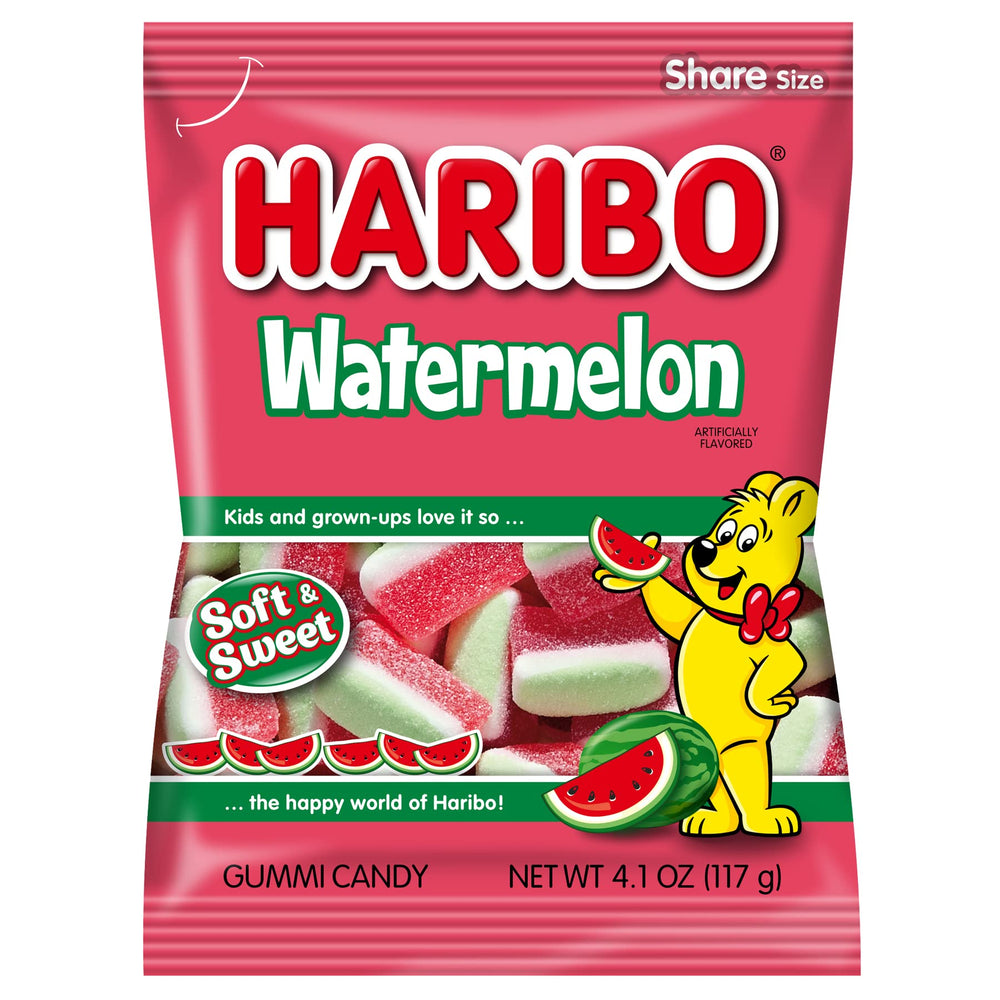HARIBO Watermelon Gummies: soft, juicy bite for snacks and sharing.