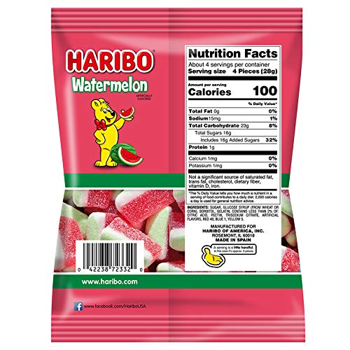 HARIBO Watermelon Gummies: triple-layer colors, perfect for party favors.