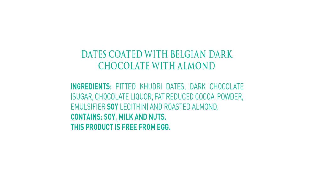 Harison double-coated chocolate dates, an elegant addition to dessert platters.