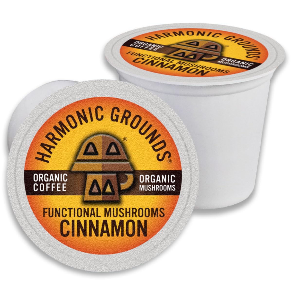 Harmonic Grounds cinnamon mushroom coffee pod for aromatic mornings with clean focus