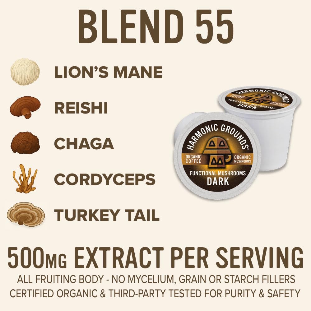 Harmonic Grounds lions-mane-reishi blend pod boosts morning focus