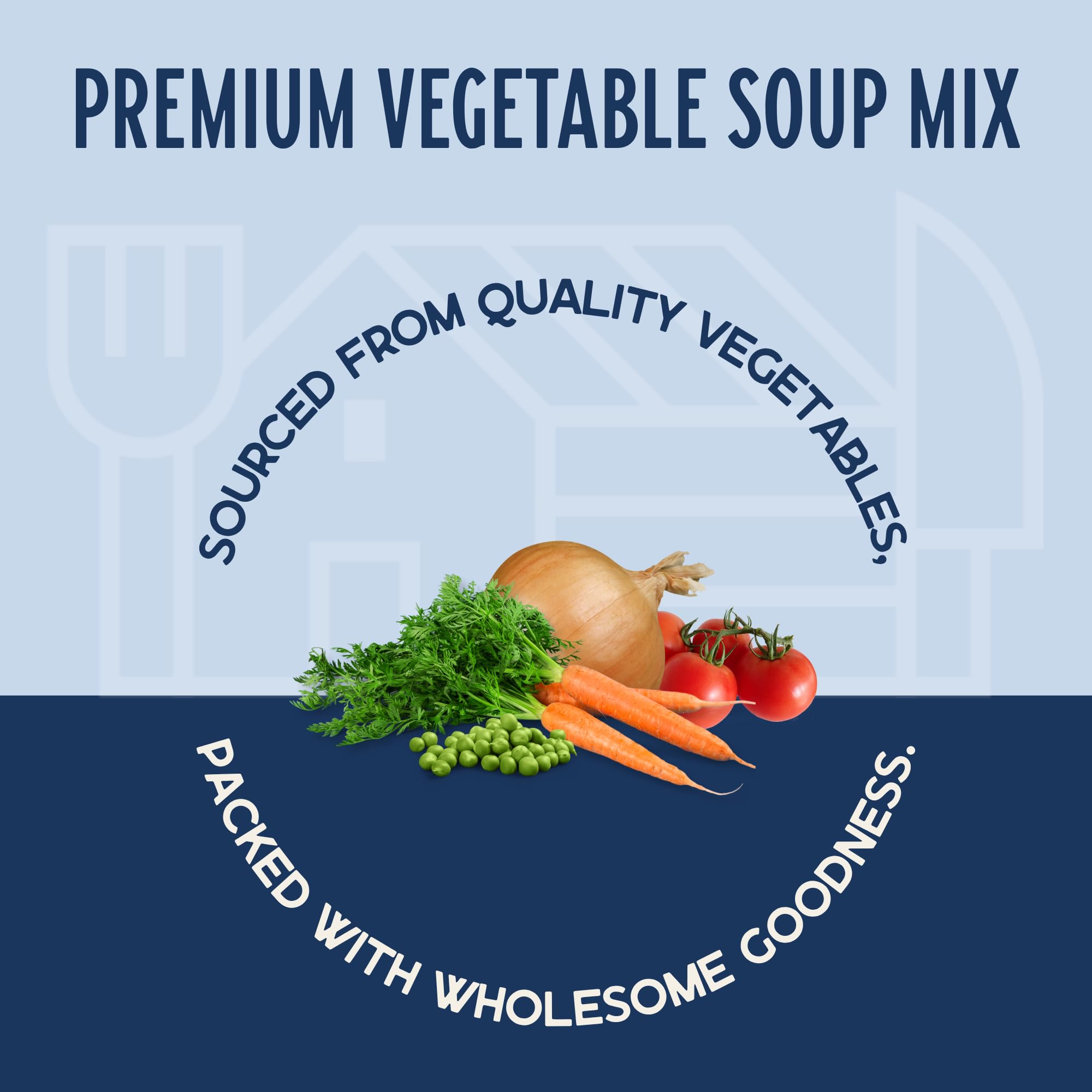 Harmony House Premium Vegetable Soup Mix in a bowl, prepared for a simple dinner.