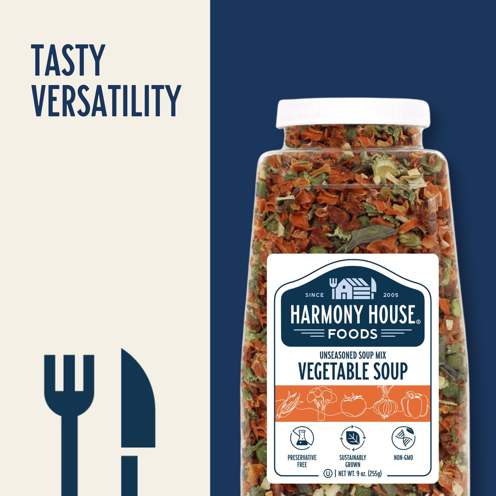 Harmony House Camping kit with soup mix, ready for outdoor meals.