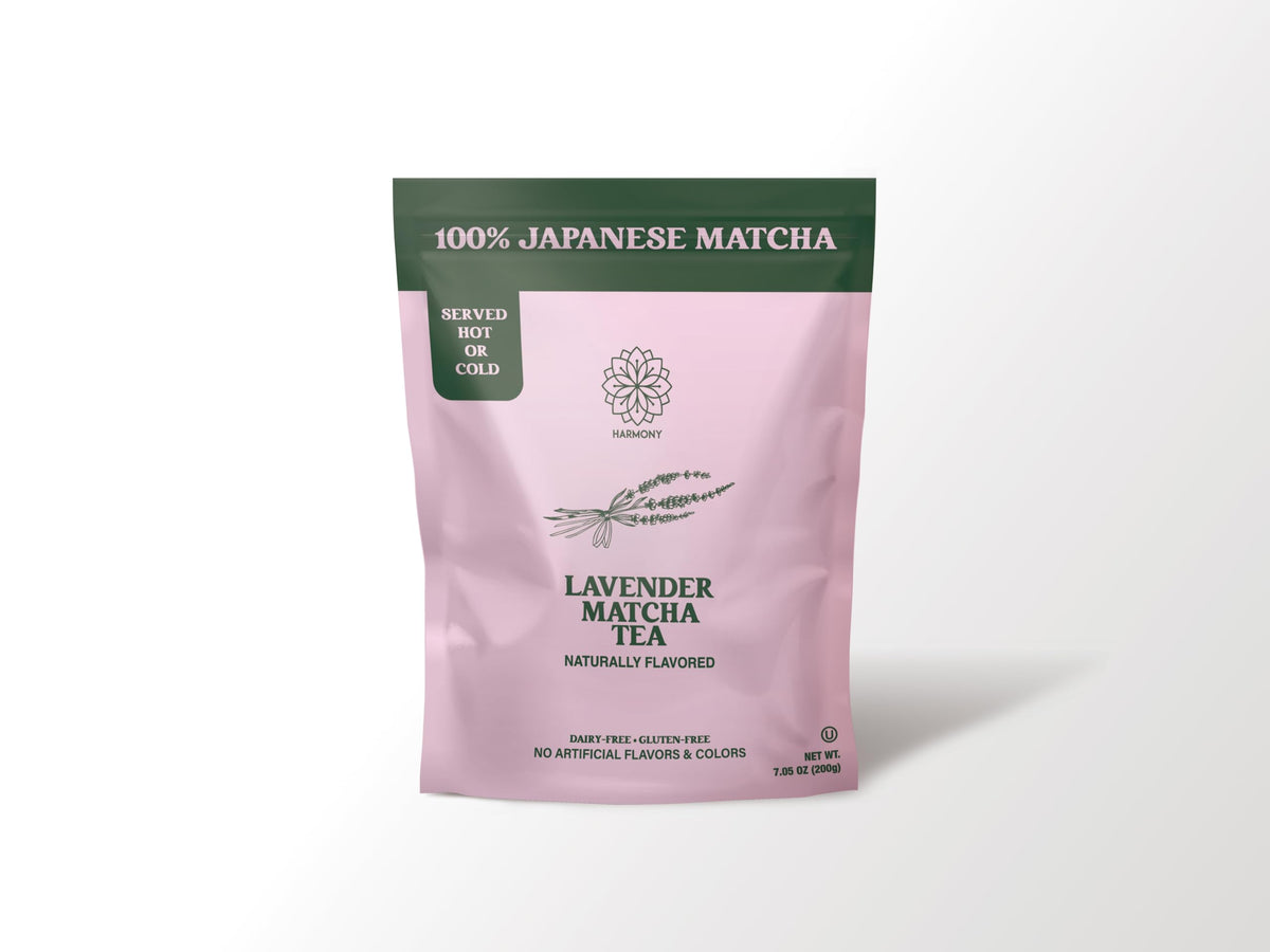 Harmony Proteins The Harmony Matcha Lavender bag preserves freshness for daily rituals