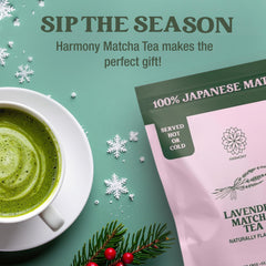 Harmony Proteins Matcha Lavender cup reveals vibrant, smooth tea
