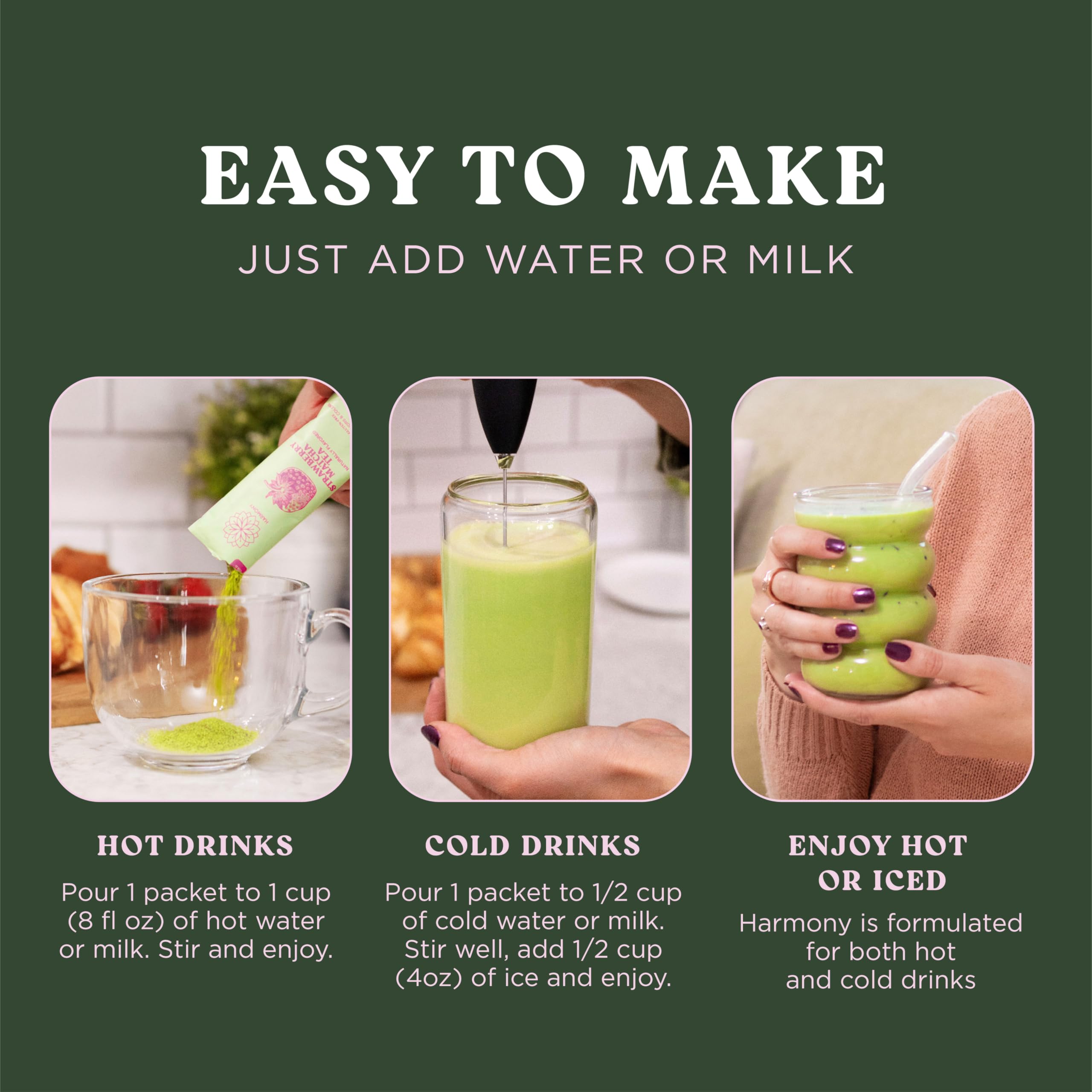 Harmony Proteins The Harmony Matcha Vanilla ice-cold-glass presents a refreshing, smooth iced option.