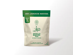 Harmony Proteins The Harmony Matcha Vanilla bag with steaming cup for a smooth, focused moment.