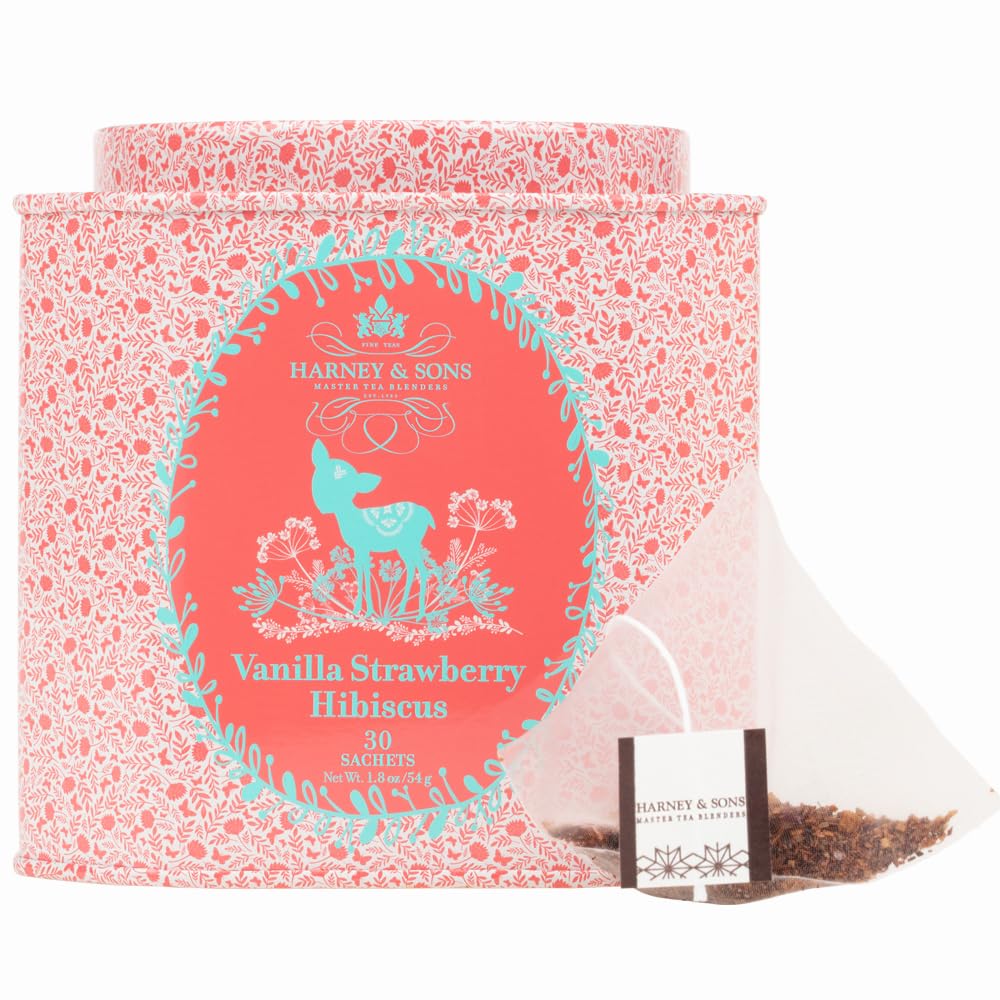 Decorative Harney & Sons tin shown on a table for gifting or everyday use.