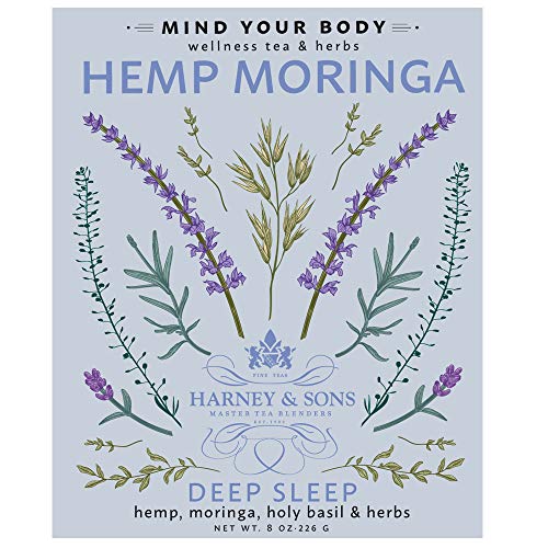 Harney and Sons Hemp Moringa Tea Blend ingredients for a wellness ritual.