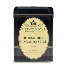 Harney & Sons Hot Cinnamon Spice rooibos tin for caffeine-free comfort in every cup.