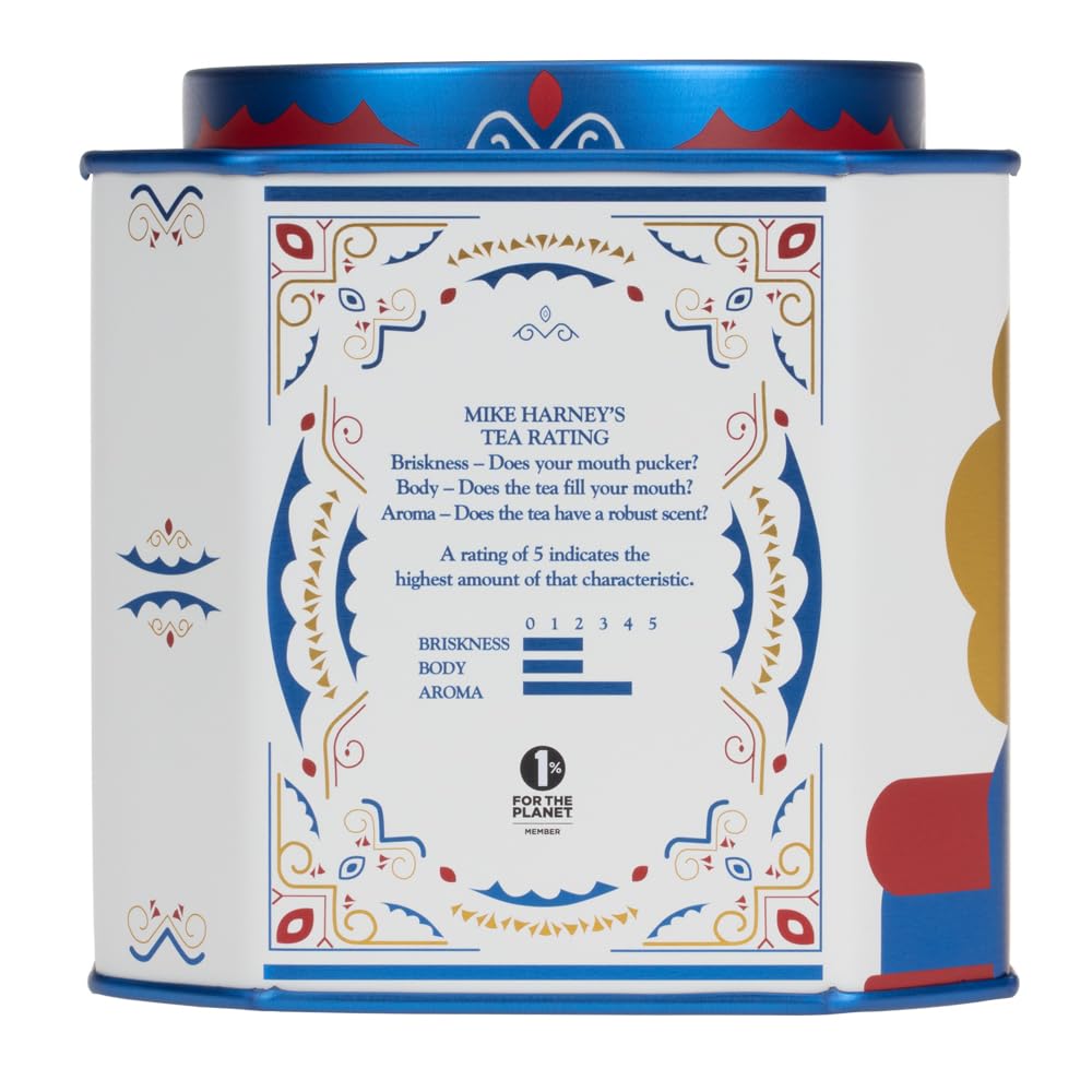 Harney and Sons Nutcracker Blend cup with warm milk and vanilla notes.