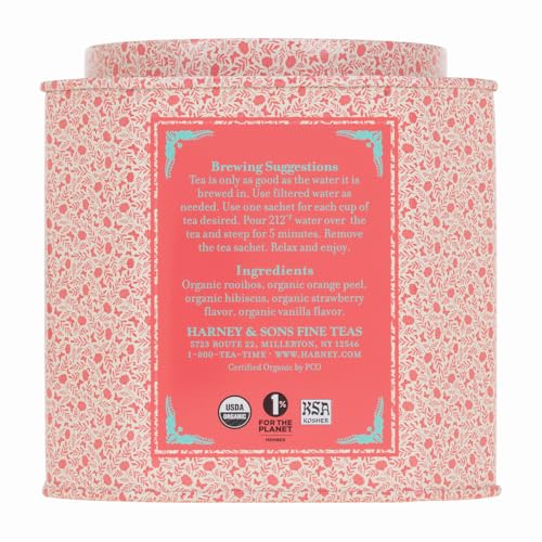 Close-up of Harney & Sons organic certification label on packaging.