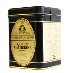 Queen Catherine tea tin label by Harney and Sons celebrating the heritage blend.