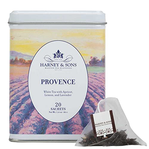 Harney & Sons Provence tea cup steep highlighting floral-apricot aroma