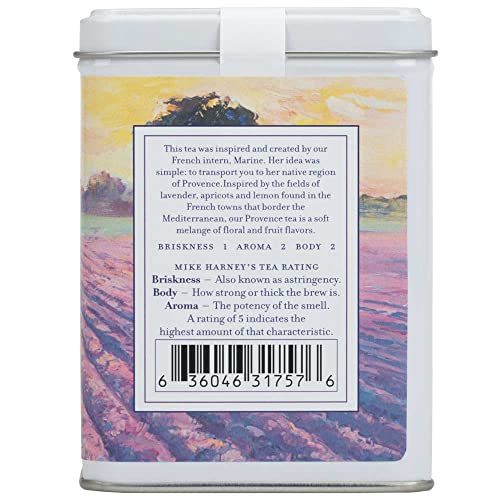 Harney Provence white tea sachet tin open for quick brewing