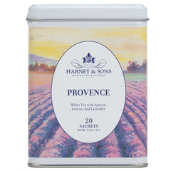 Harney & Sons Provence white tea tin front view for a relaxing afternoon