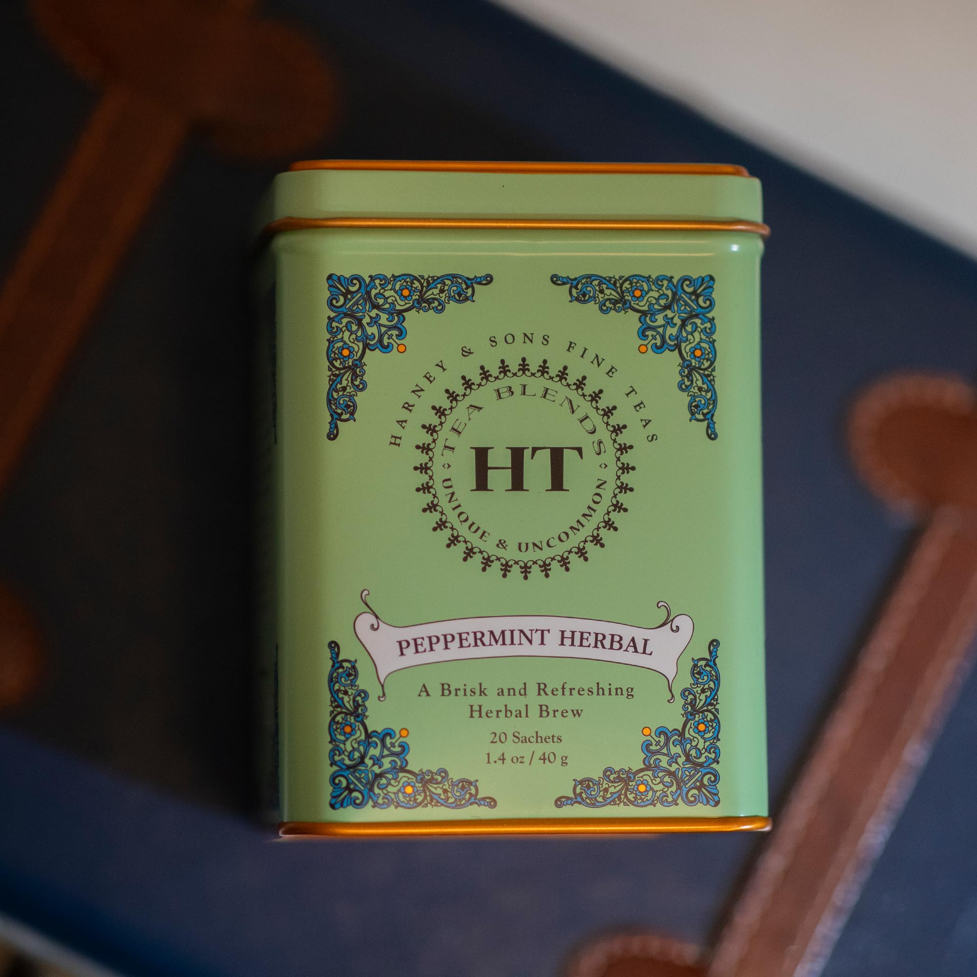 1% for the Planet badge on Harney & Sons packaging.