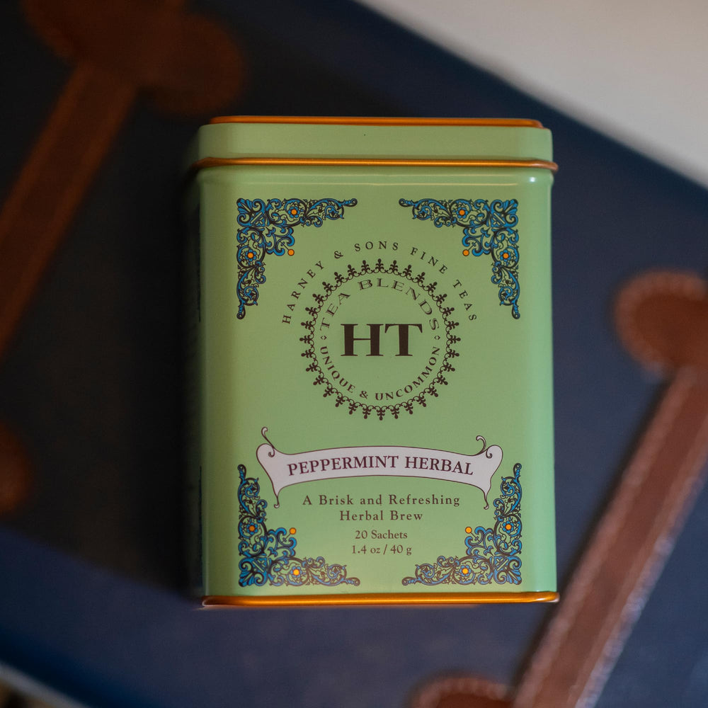 1% for the Planet badge on Harney & Sons packaging.