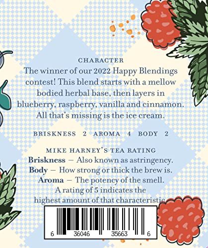Brewed Berry Cobbler Tea in a cup with steam and inviting aroma