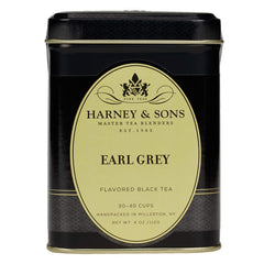 Harney & Sons Black Earl Grey tea cup steep—enjoy a classic, aromatic brew with bergamot.